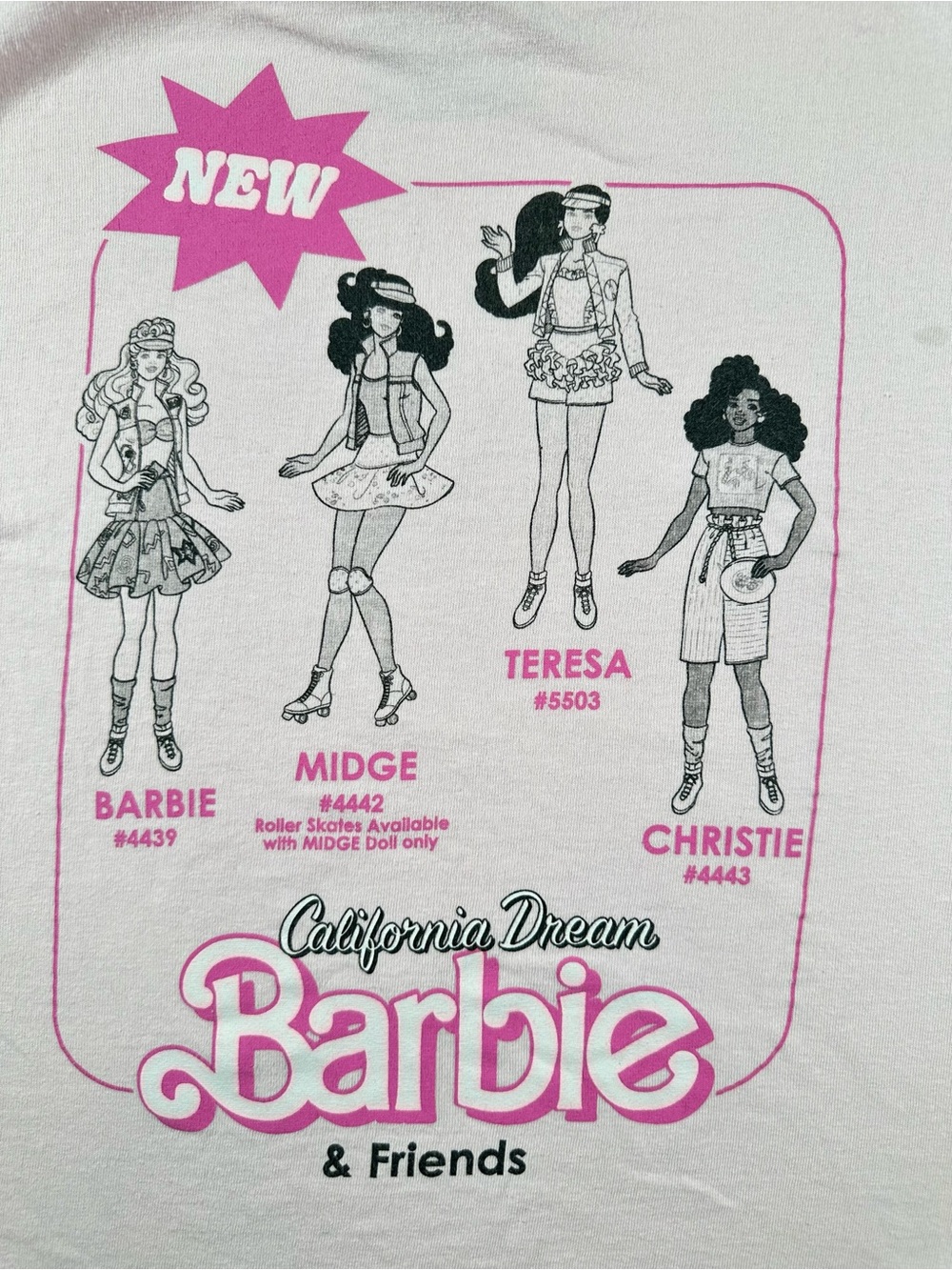 Barbie California Dream & Friends Graphic T-Shirt Pink Medium Double Sided